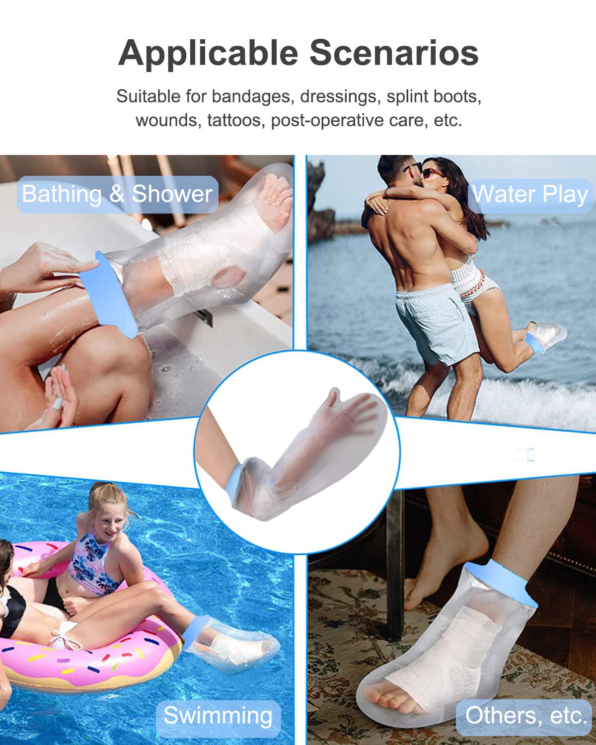 Waterproof Cast Cover for Shower Arm - Reusable, Comfortable & Soft Protector for Adults, Fits Most Sizes