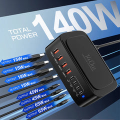 140W 8-Port USB PD Charger, Fast Charging Station for iPhone, Huawei, Samsung, Xiaomi