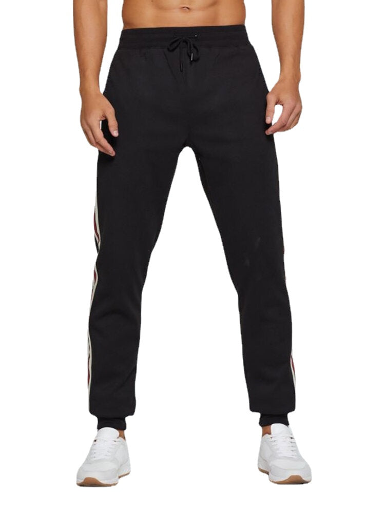 Herren Jogginghose mit seitlichen Streifen, dick, sportliche Passform, Kordelzug, mittlere Taille