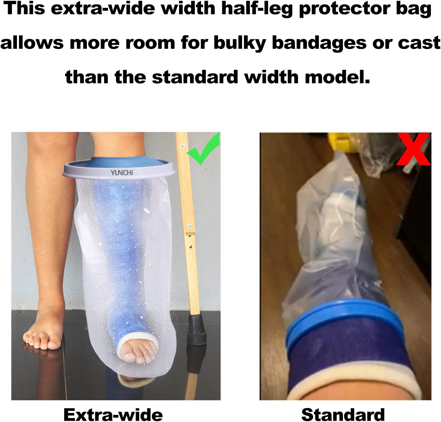 Upgraded Extra Wide Full Leg Cast Cover for Shower - Non-Slip, Reusable, Waterproof Protection