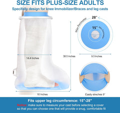 Upgraded Extra Wide Full Leg Cast Cover for Shower - Non-Slip, Reusable, Waterproof Protection