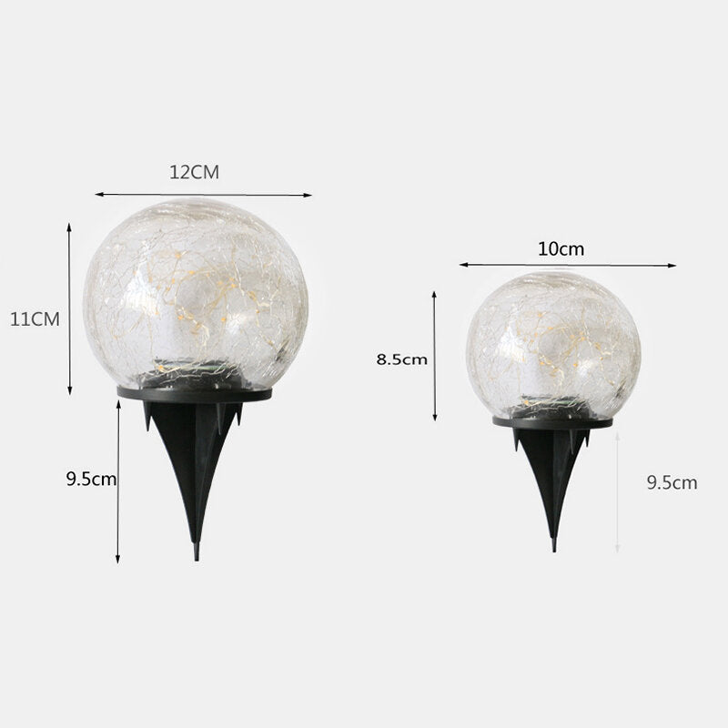 10CM/12CM Outdoor Solar Garden Lamp - Crack Ball, Waterproof, Buried Grass Light