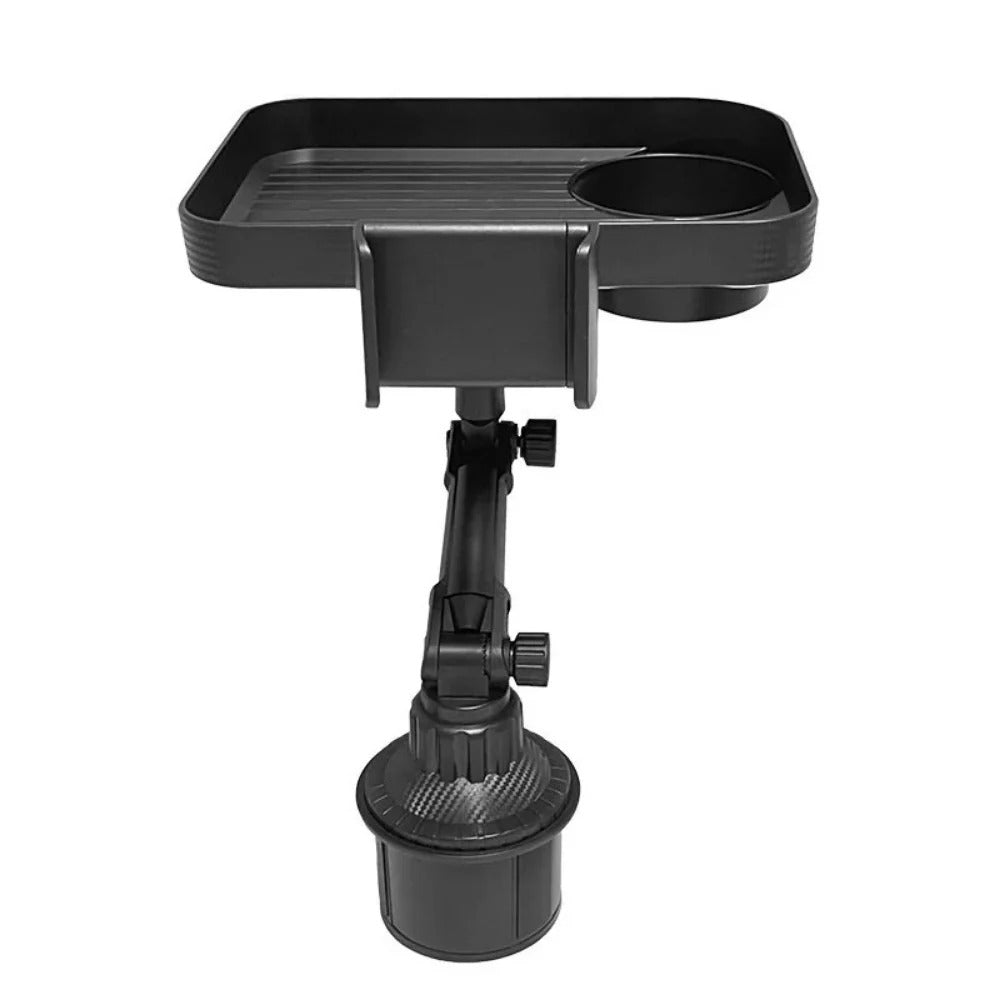 2-in-1 Car Food Tray Table with Detachable Cup Holder & 360 Degree Rotation for Drinks & Phone