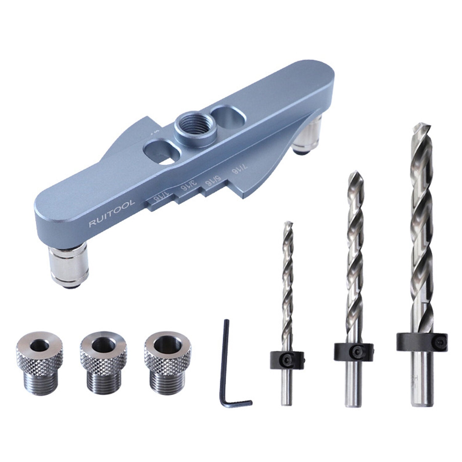 Precision Dowel Jig Kit - Aluminum Self-Centering Tool with 1/4, 5/16, 3/8 Inch Drill Bits