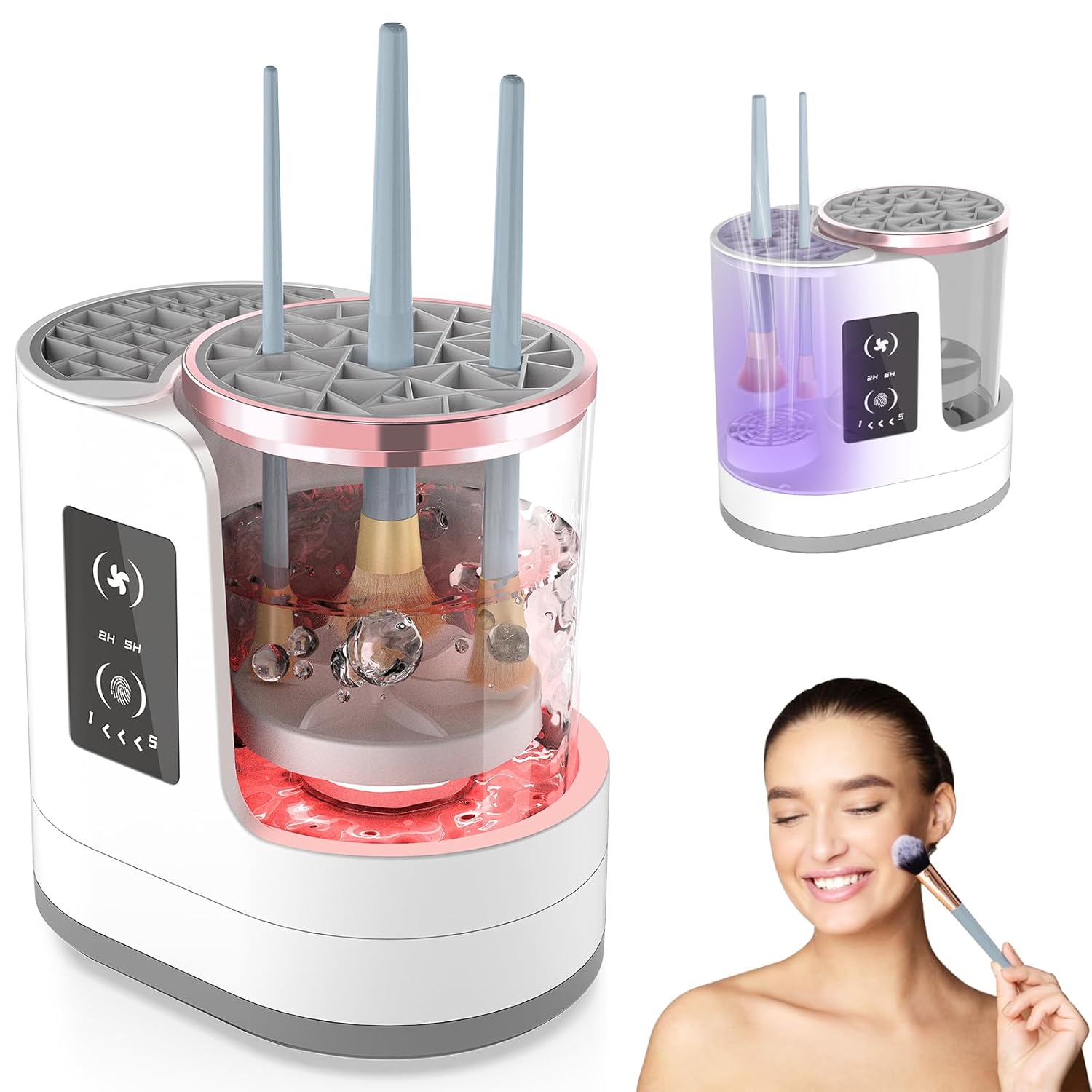 Electric Makeup Brush Cleaner, 3-in-1 Auto Clean & Dry, 5-Min Quick Clean System