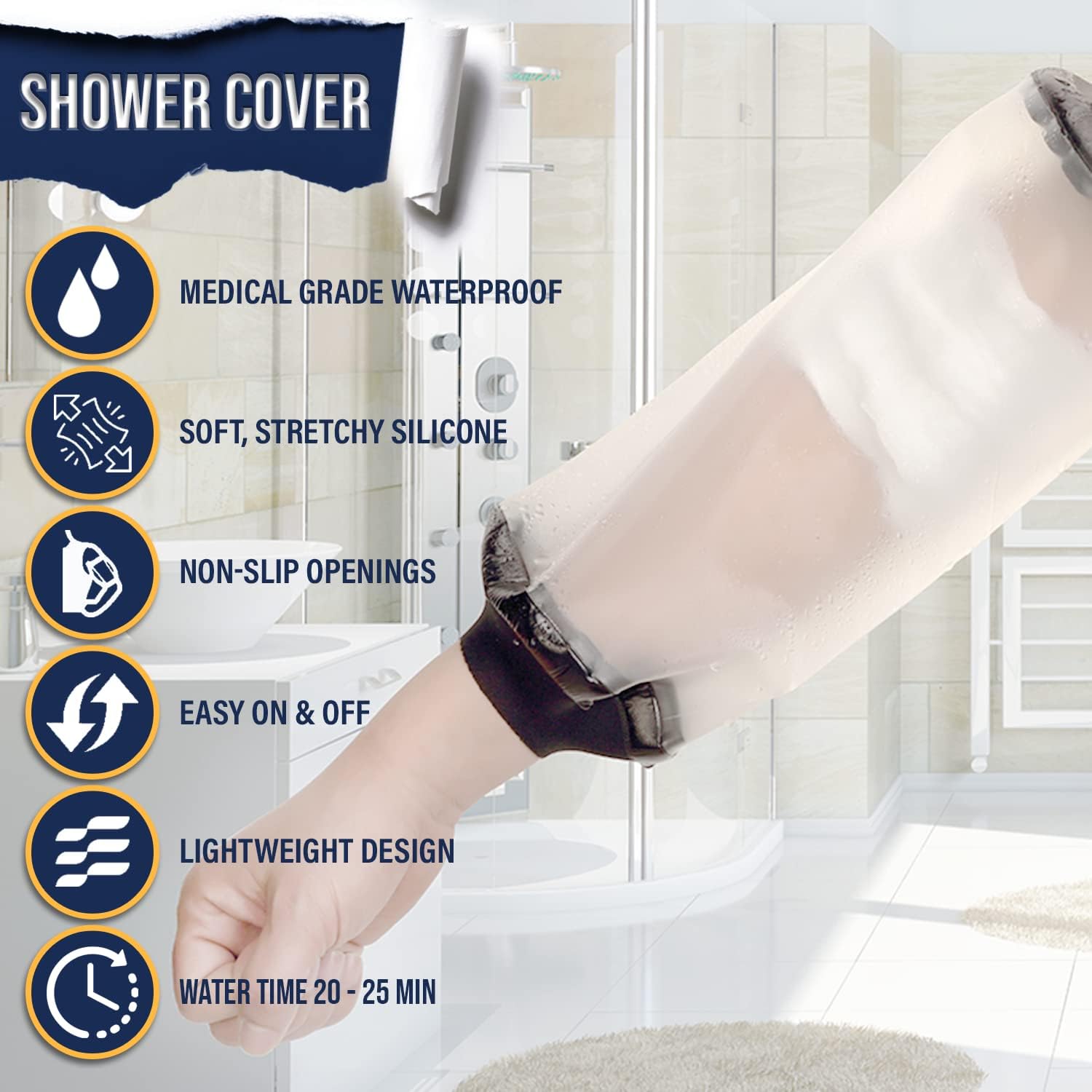 Waterproof Reusable IV & Line Shower Cover | Elbow & Upper Arm Protection for Safe Showering