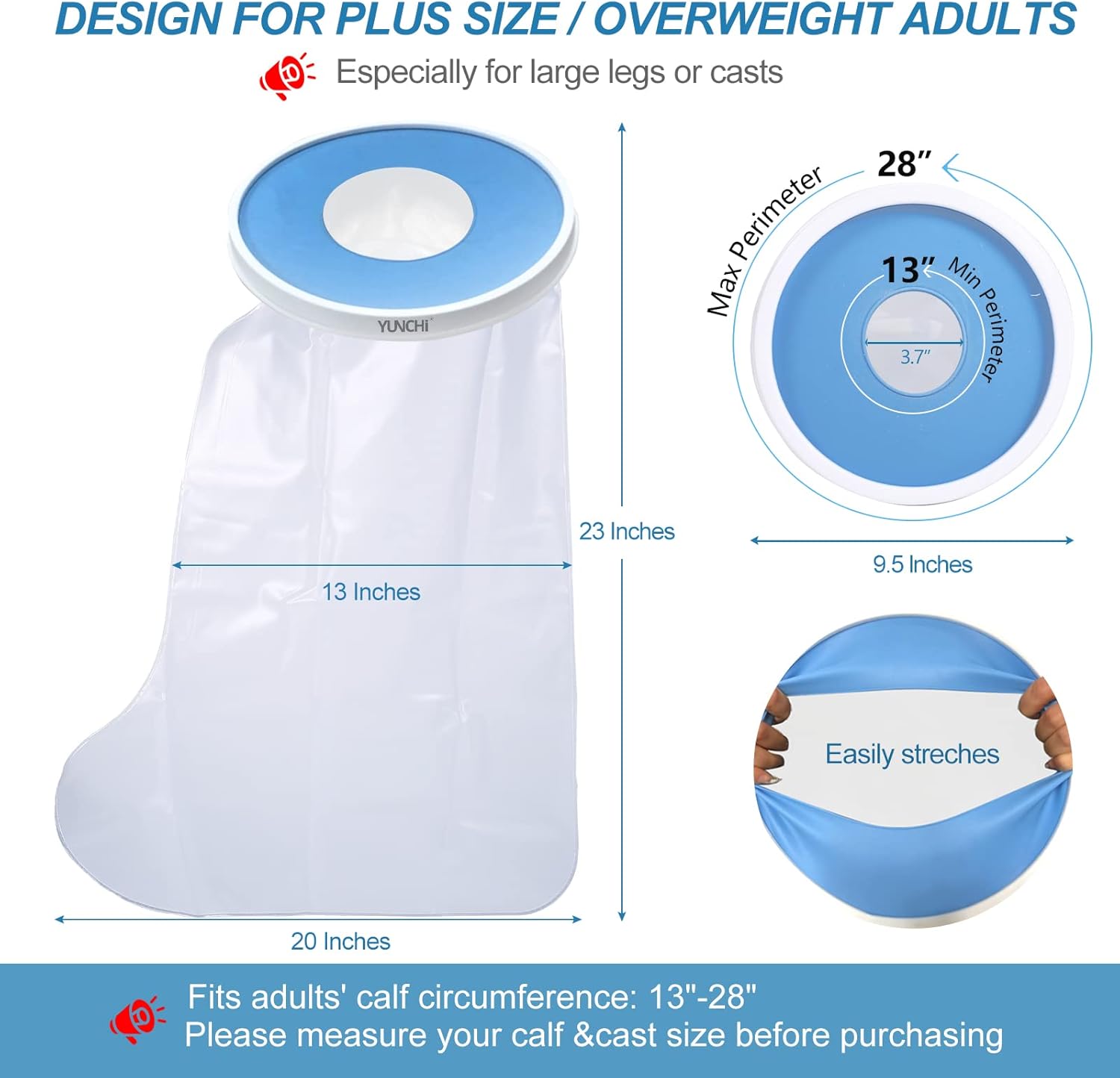 Upgraded Extra Wide Full Leg Cast Cover for Shower - Non-Slip, Reusable, Waterproof Protection