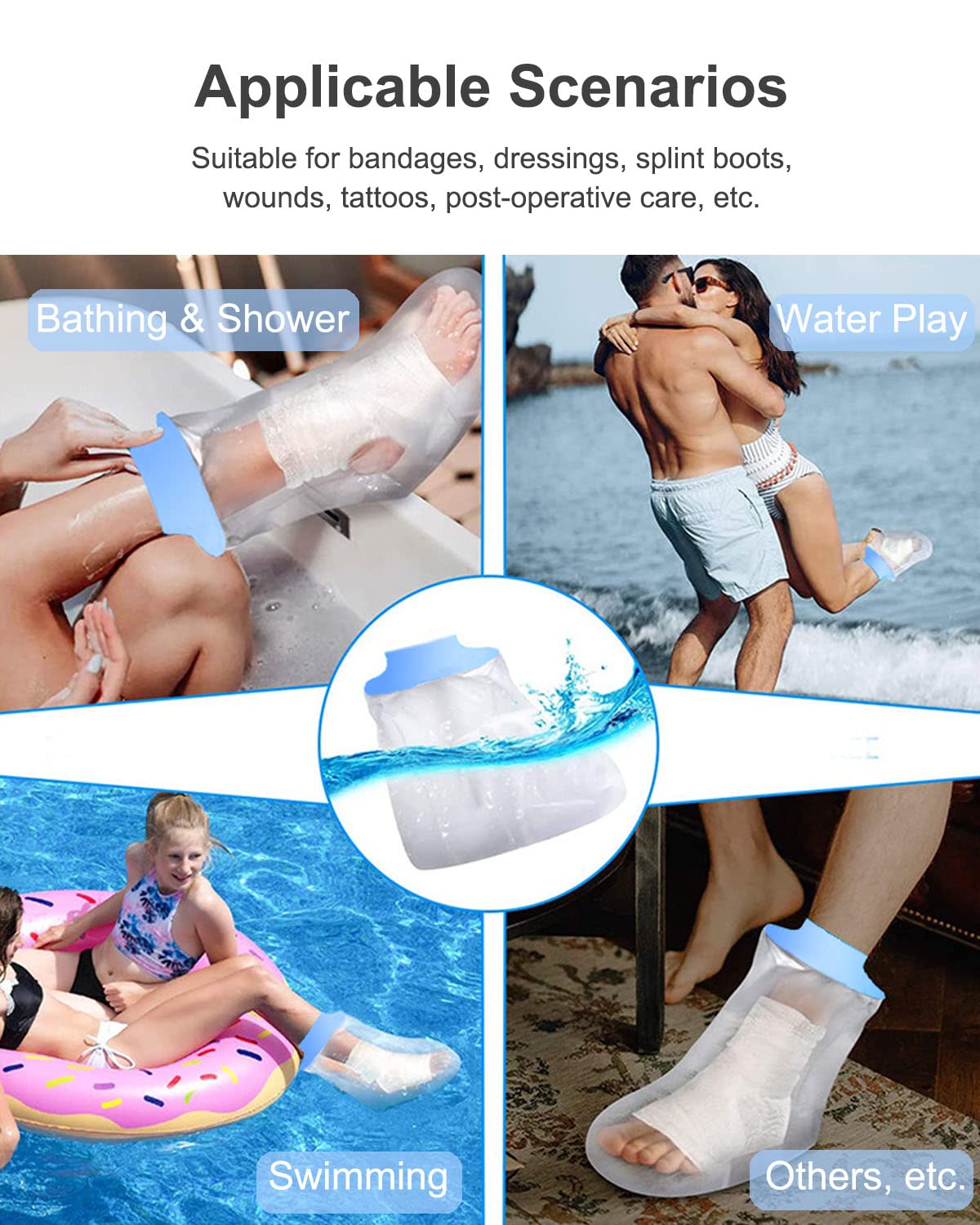 Waterproof Reusable Foot Cast Cover for Shower - Soft & Comfortable Ankle Protector