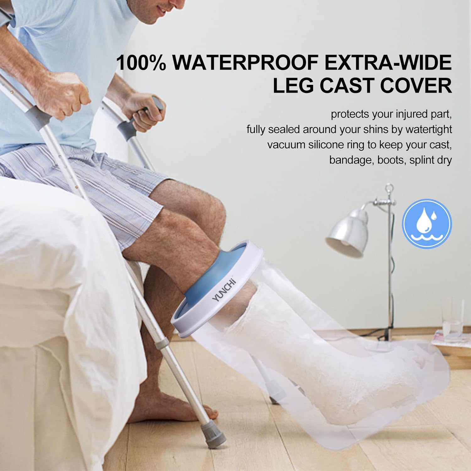 Upgraded Extra Wide Full Leg Cast Cover for Shower - Non-Slip, Reusable, Waterproof Protection