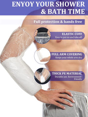 50 Pcs Waterproof Arm Cast Covers for Shower, Adult Long Sleeve Bandage Protectors