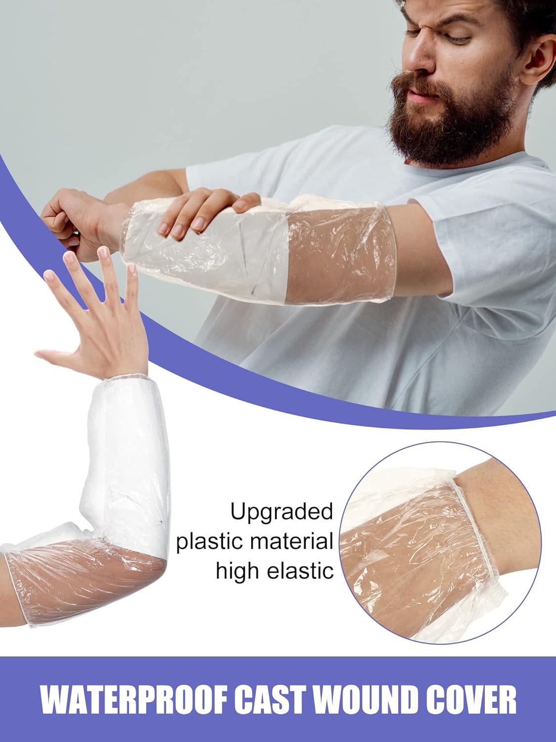 50 Pcs Waterproof Arm Cast Covers for Shower, Adult Long Sleeve Bandage Protectors