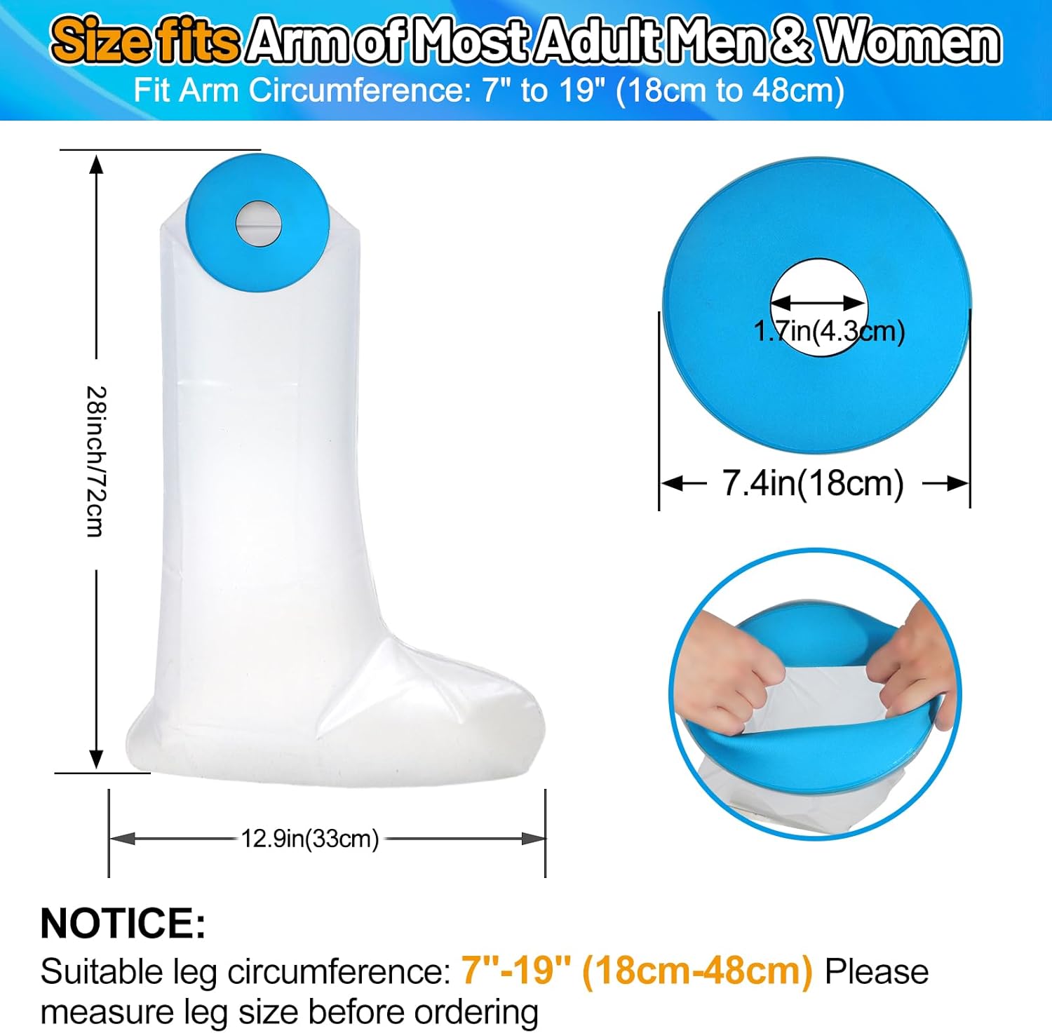 Waterproof Adult Leg Cast Cover for Shower - Full Leg, Knee, Foot, and Ankle Protection