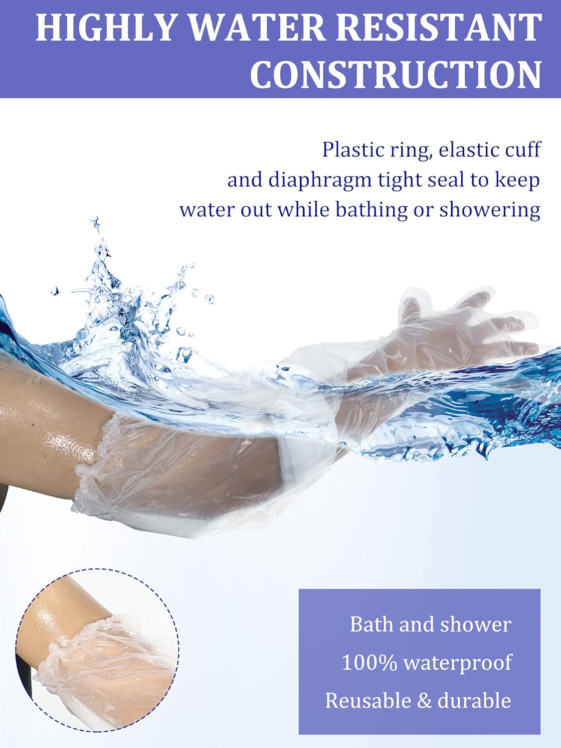 50Pcs Waterproof Arm Cast Covers for Shower & Bath - Durable & Reusable Protection