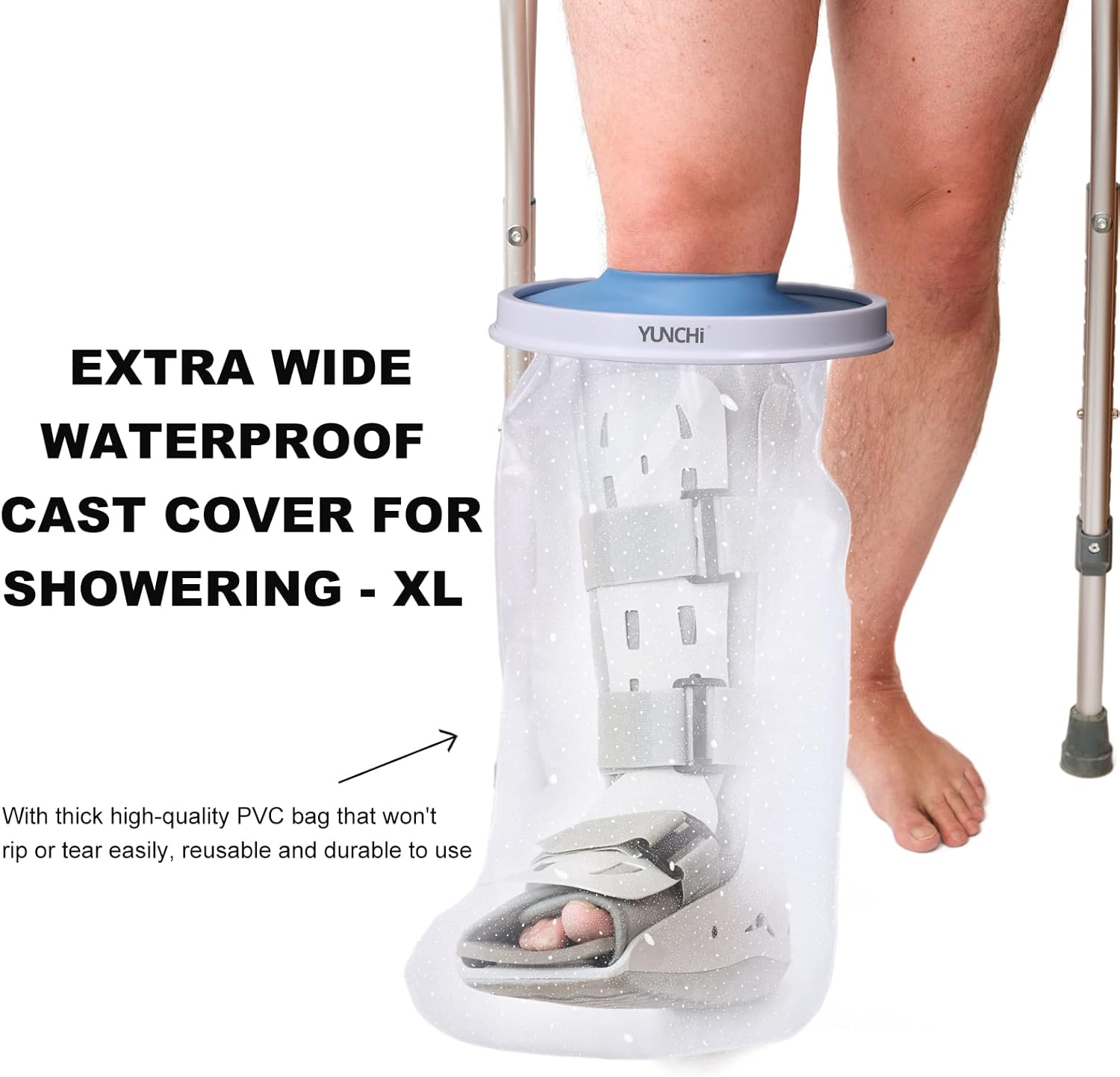 Upgraded Extra Wide Full Leg Cast Cover for Shower - Non-Slip, Reusable, Waterproof Protection