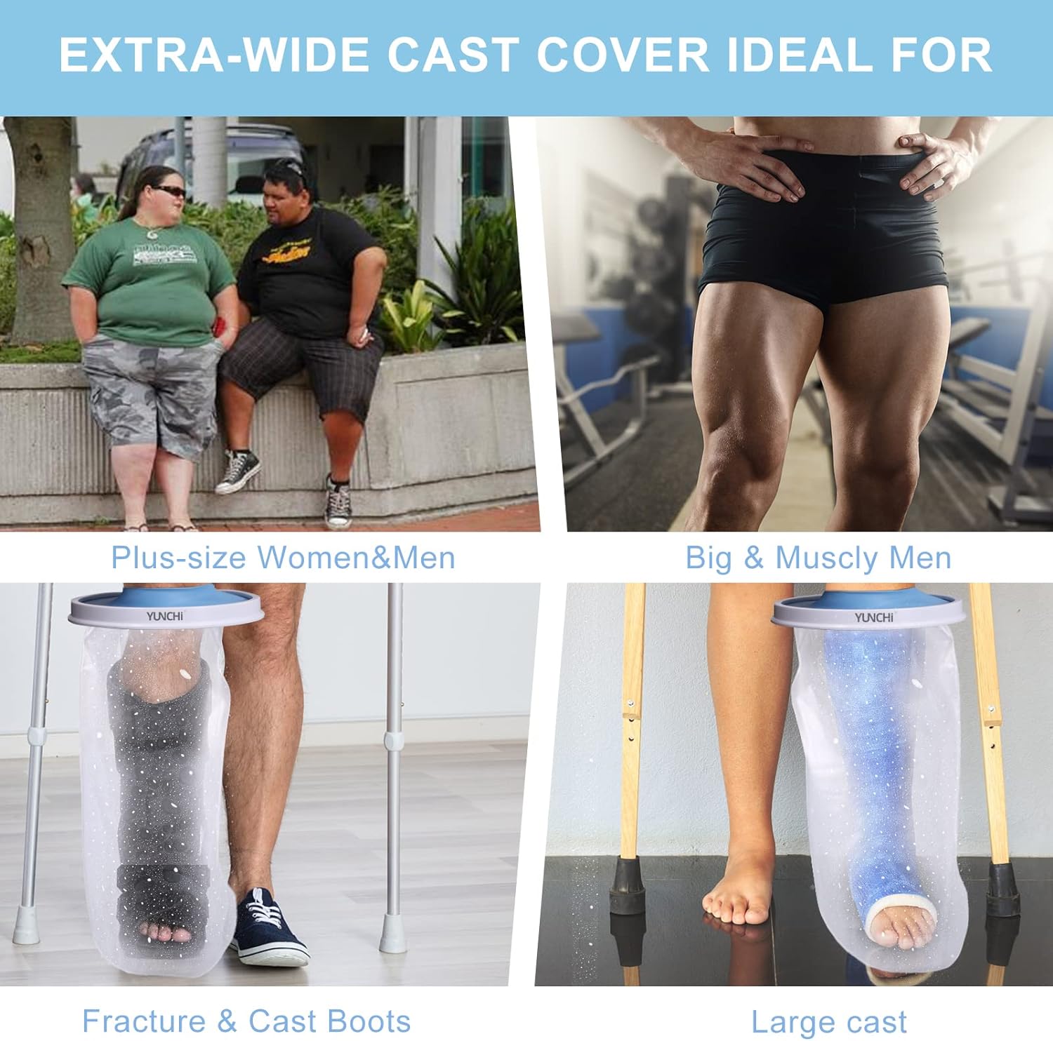 Upgraded Extra Wide Full Leg Cast Cover for Shower - Non-Slip, Reusable, Waterproof Protection