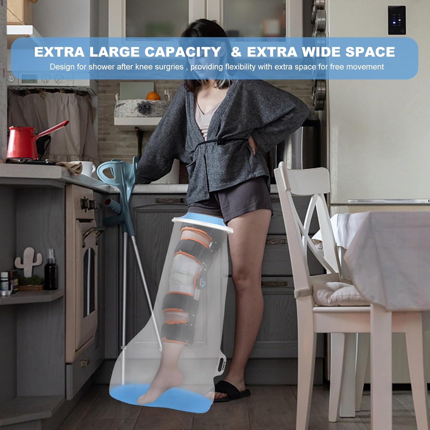 Upgraded Extra Wide Full Leg Cast Cover for Shower - Non-Slip, Reusable, Waterproof Protection