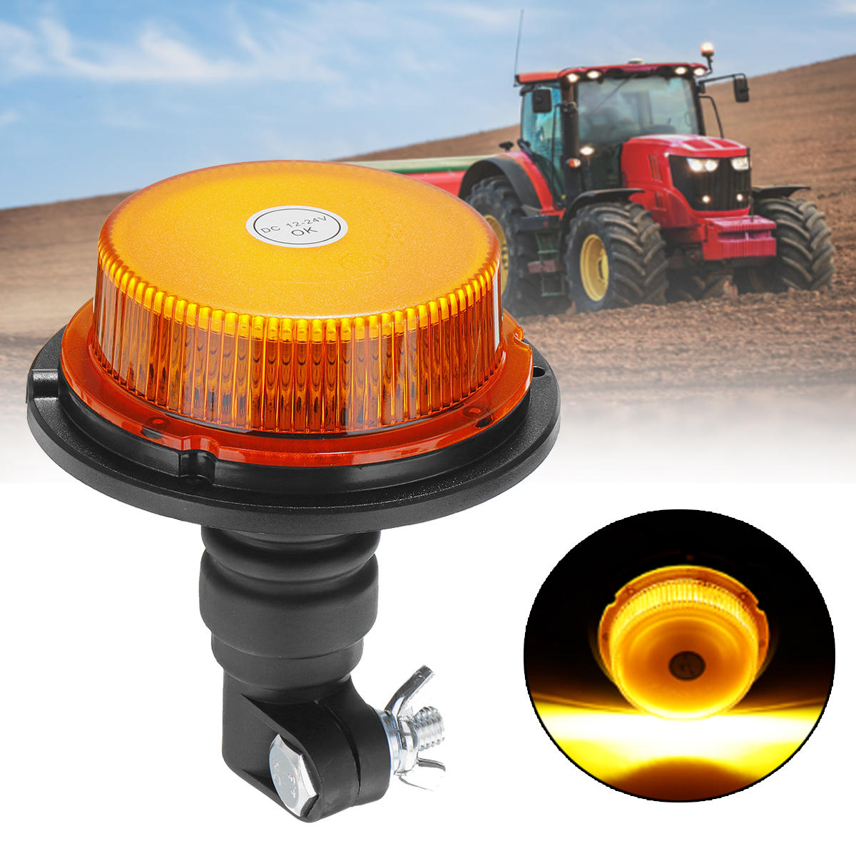 18 LED Emergency Warning Strobe Light Beacon for Forklift, Truck, Tractor, Boat