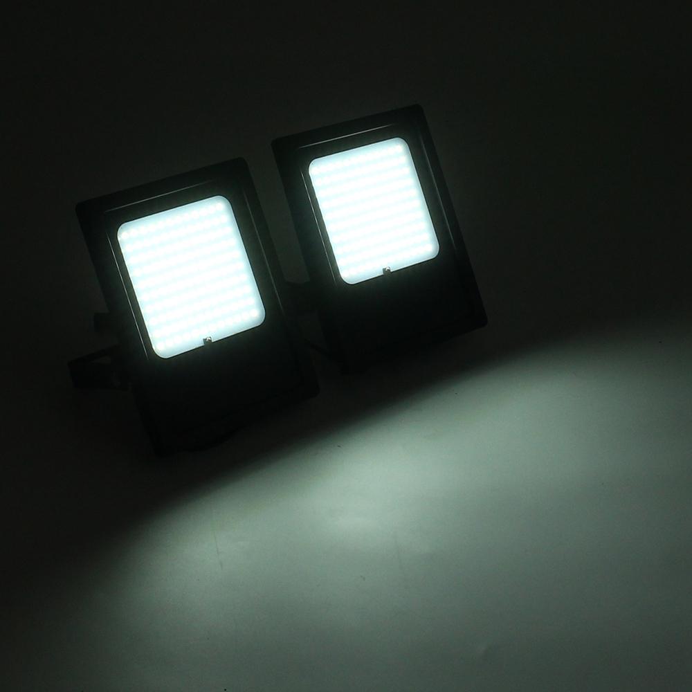 2 Pcs 15W Waterproof 120 LED Solar Flood Lights with Remote Control and Light Sensor