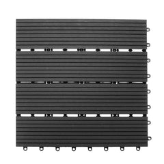 6 Pack 12x12 Inch Outdoor Wood-Plastic Composite Interlocking Deck Tiles, Anti-Skid, Ideal for Swimming Pool Floors