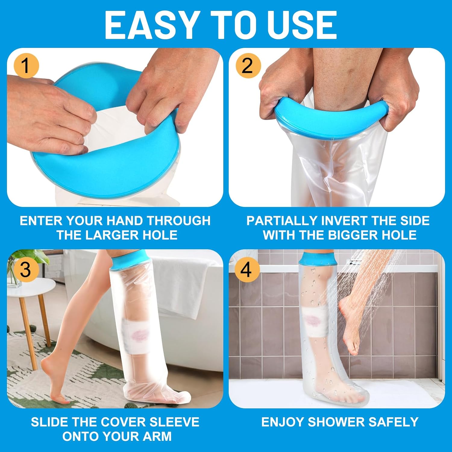 Waterproof Adult Leg Cast Cover for Shower - Full Leg, Knee, Foot, and Ankle Protection