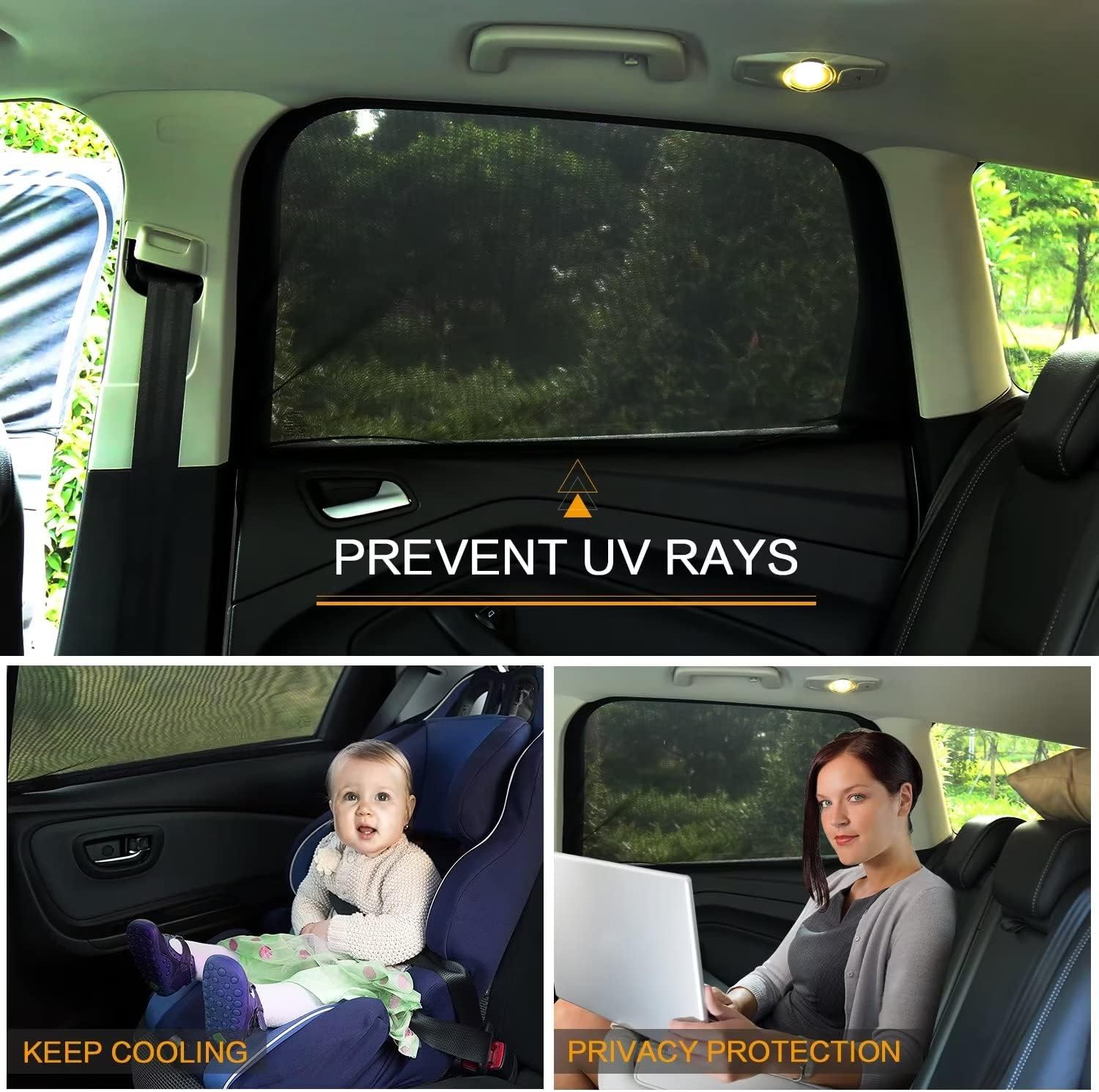 2-Pack Elastic Car Window Sunshades for SUV, Truck, Minivan - Breathable Mesh