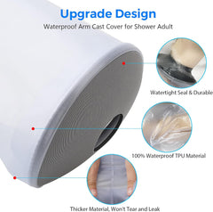 Waterproof Full Arm Cast Cover for Shower - Reusable, Watertight Seal, Ideal for Post-Surgery Use