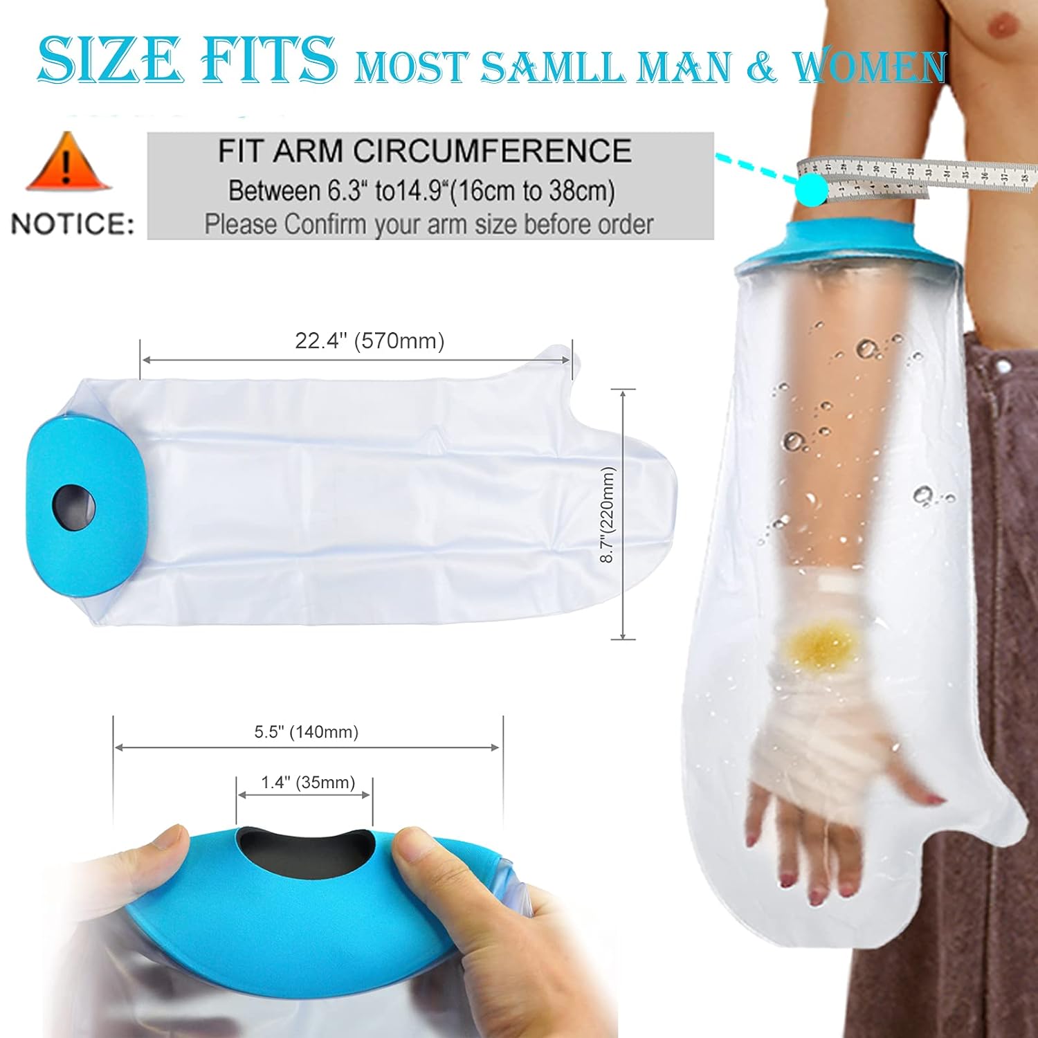 Waterproof Cast Covers for Shower - Adult Arm, Hand, Wrist, and Elbow Protection