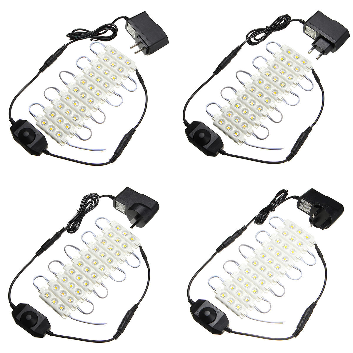 1.5M Waterproof Warm White LED Strip Light Kit SMD5050 for Mirror Signage Lamp + DC12V Adapter