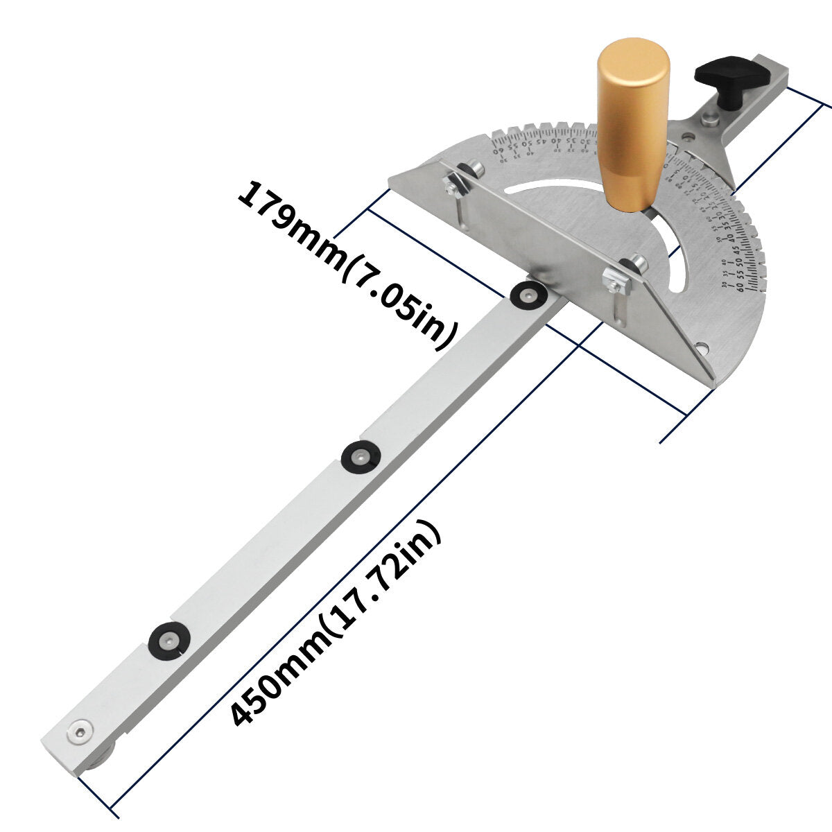 Universal Precision Miter Gauge for Table Saws - High Accuracy Protractor with 27 Angle Stops, Fits Standard Slots