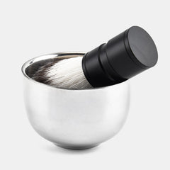 Stainless Steel Shaving Bowl Set: Razor Cup, Shave Brush, Soap Mug for Male Face Cleaning - Silver, NEW