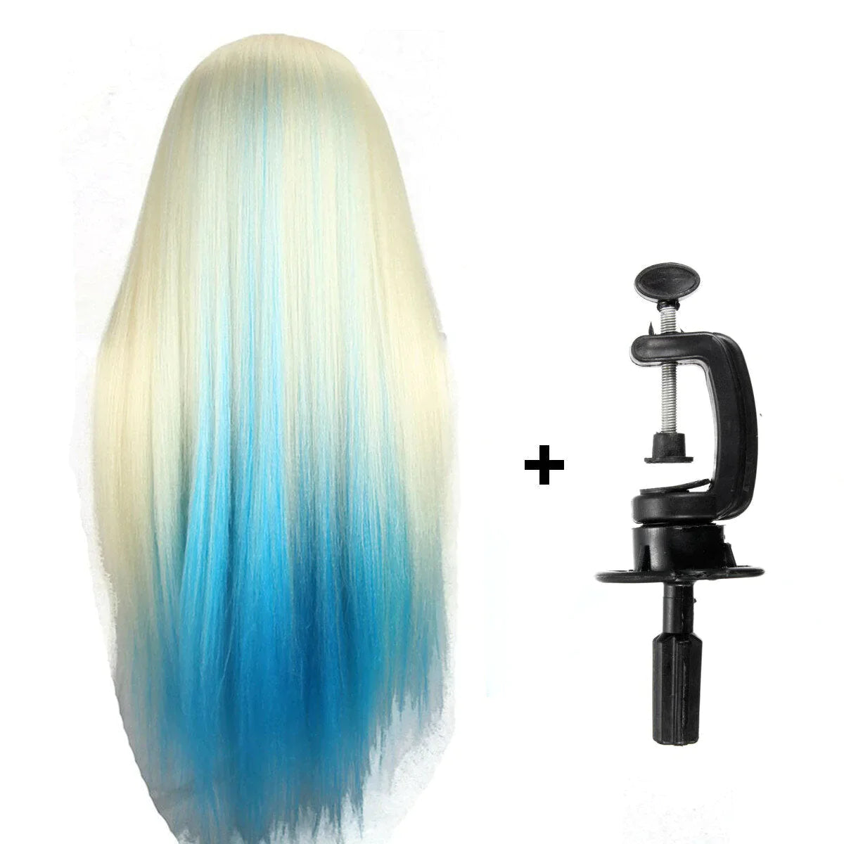 27'' Colorful Mannequin Head for Hairdressing Practice Training Salon with Clamp