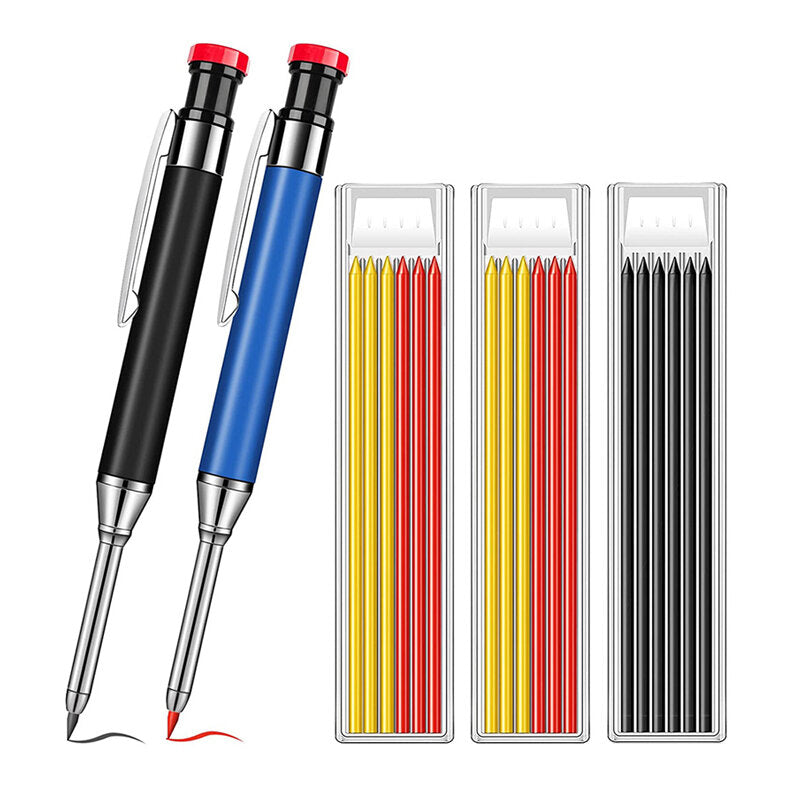 Solid Carpenter Pencil Set with Refills for Deep Hole Marking