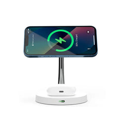 Dual Wireless Charger Fast Charging Pad for iPhone 12-14, Apple Watch, and Earbuds