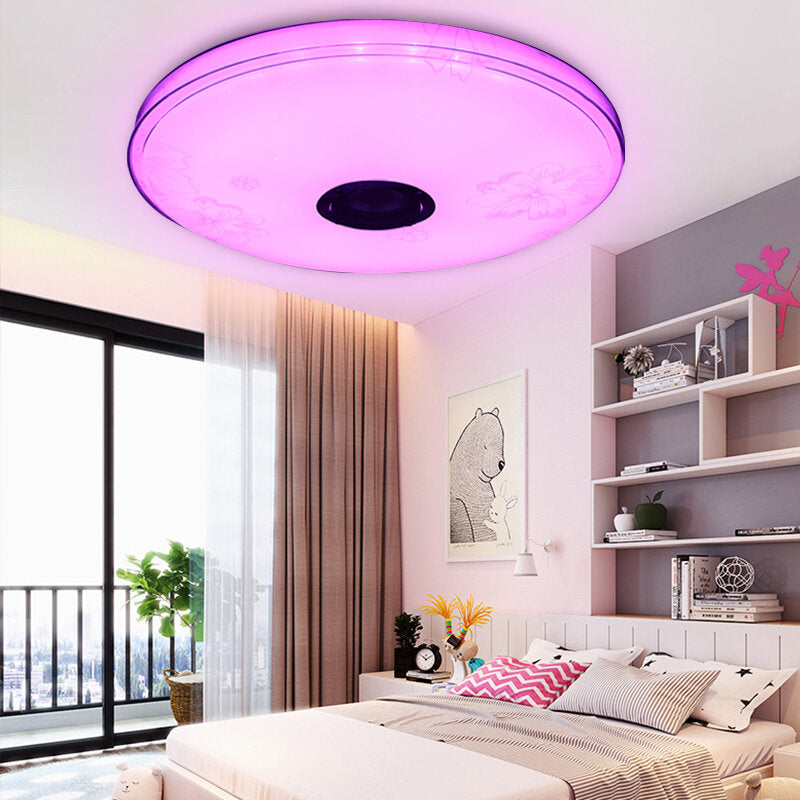 16" 100W LED RGB Music Ceiling Lamp with Bluetooth APP & Remote Control for Bedroom/Workshop 85V-265V