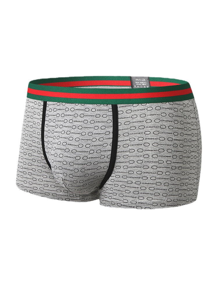 Atmungsaktive, dünne, U-konvexe Boxershorts für Herren aus Modal-Stretch mit Aufdruck