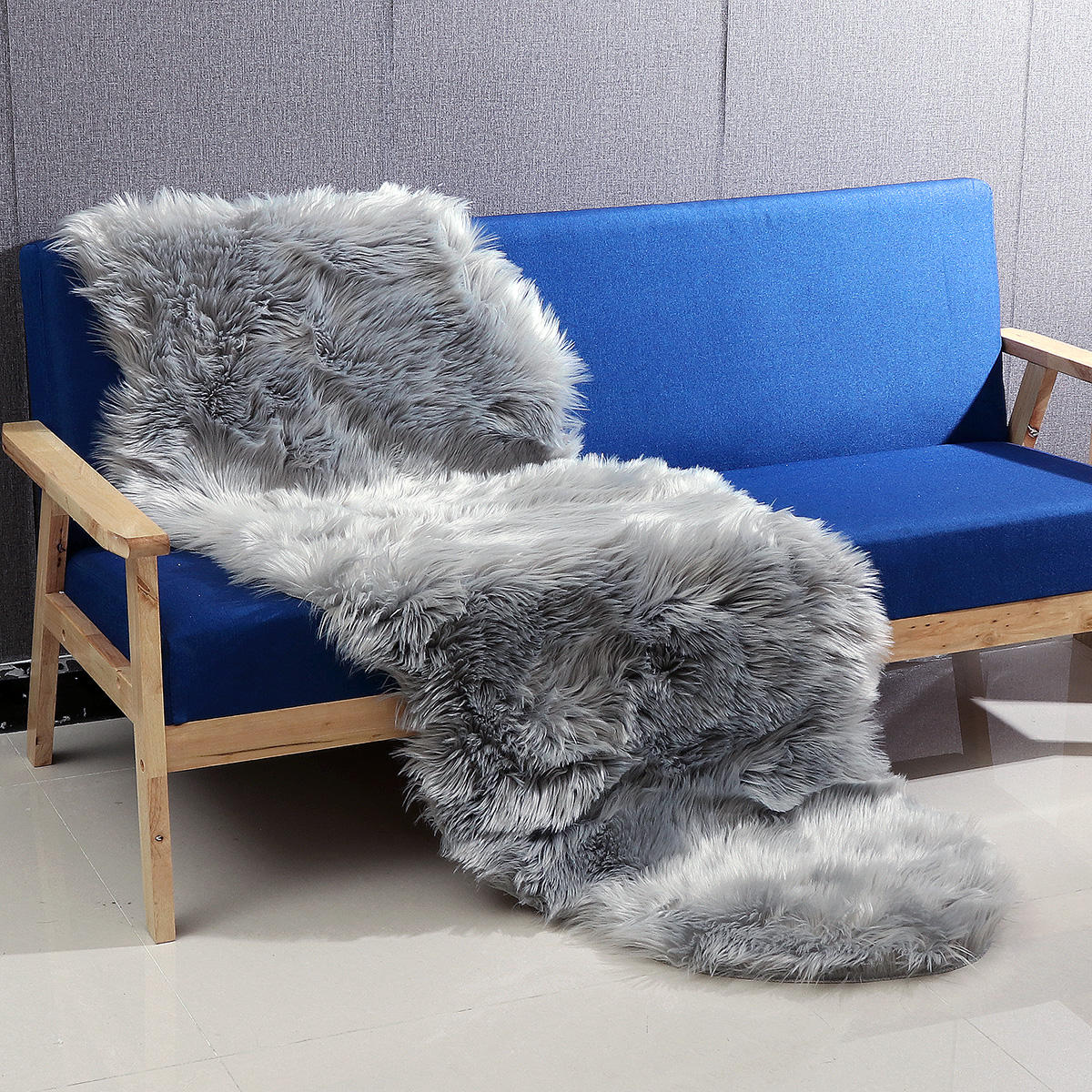 190x70CM Rectangle Sheepskin Rug - Artificial Wool, Soft for Chair, Sofa, Bedroom, Floor Carpet