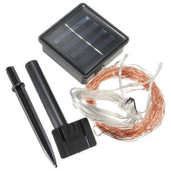 10M 100 LED Solar Powered Copper Wire Fairy Lights with 2m Down-lead