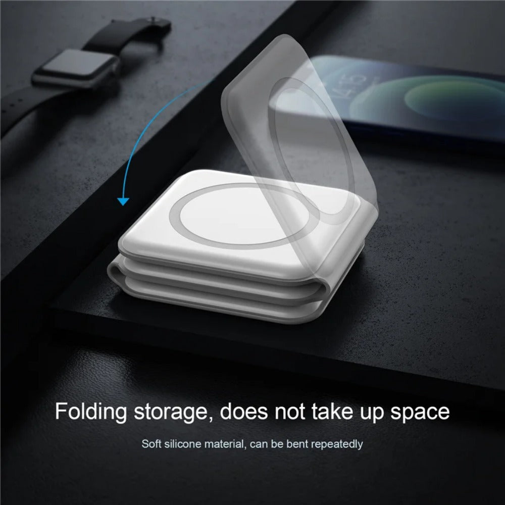 3-in-1 Magnetic Wireless Charger Stand for iPhone, Apple Watch, AirPods - 15W Fast Charging