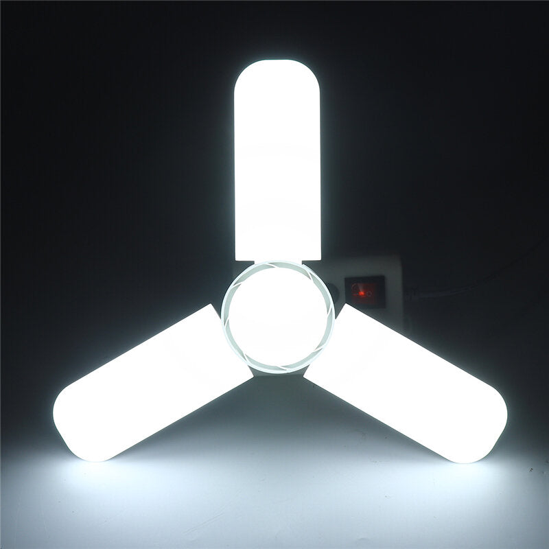 2/3 Leafs LED Foldable Garage Light E26/E27 Deformable Ceiling Fixture for Shop Workshop