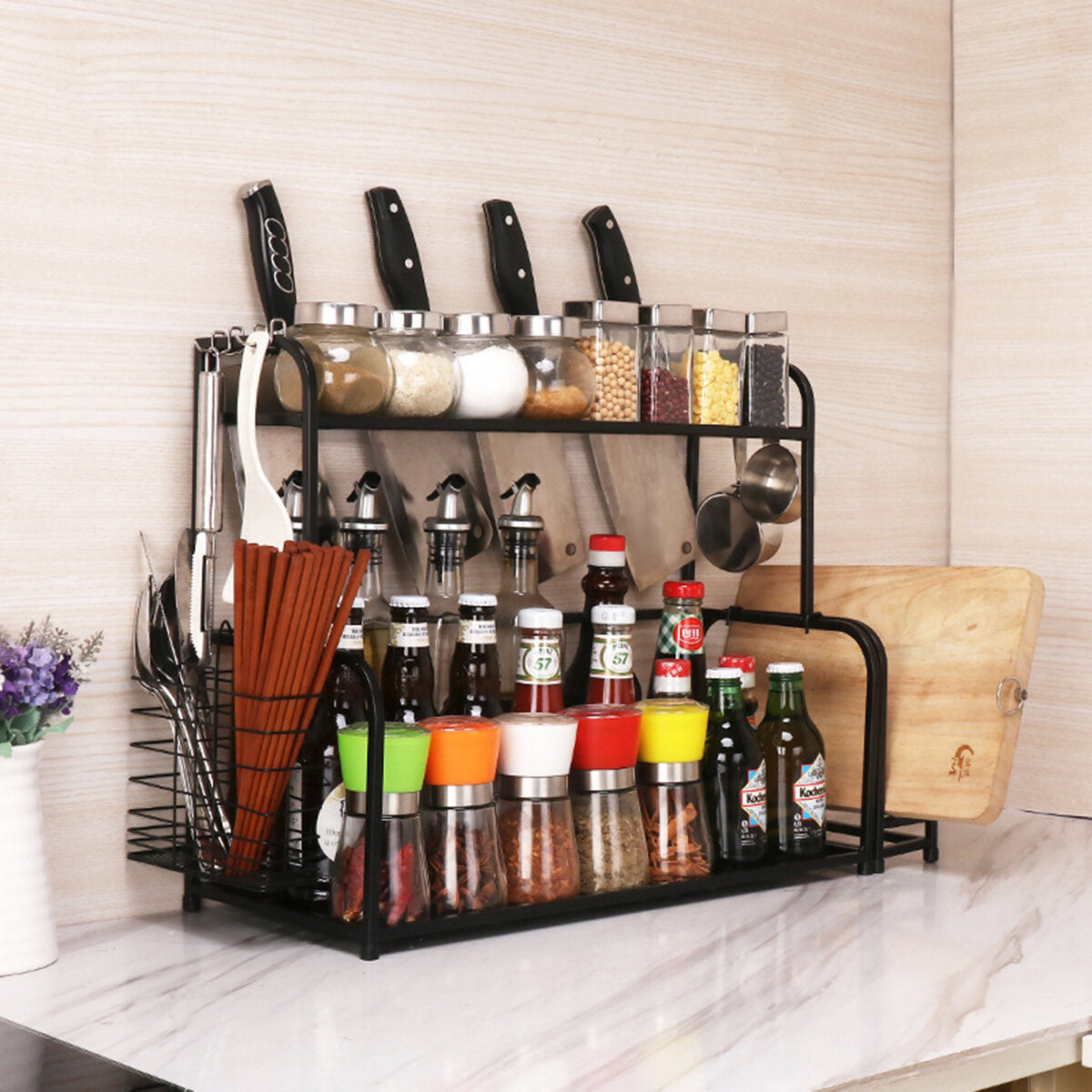 2/3 Layer Kitchen Storage Stand - Spice Rack & Shelf Holder for Flavoring Tools