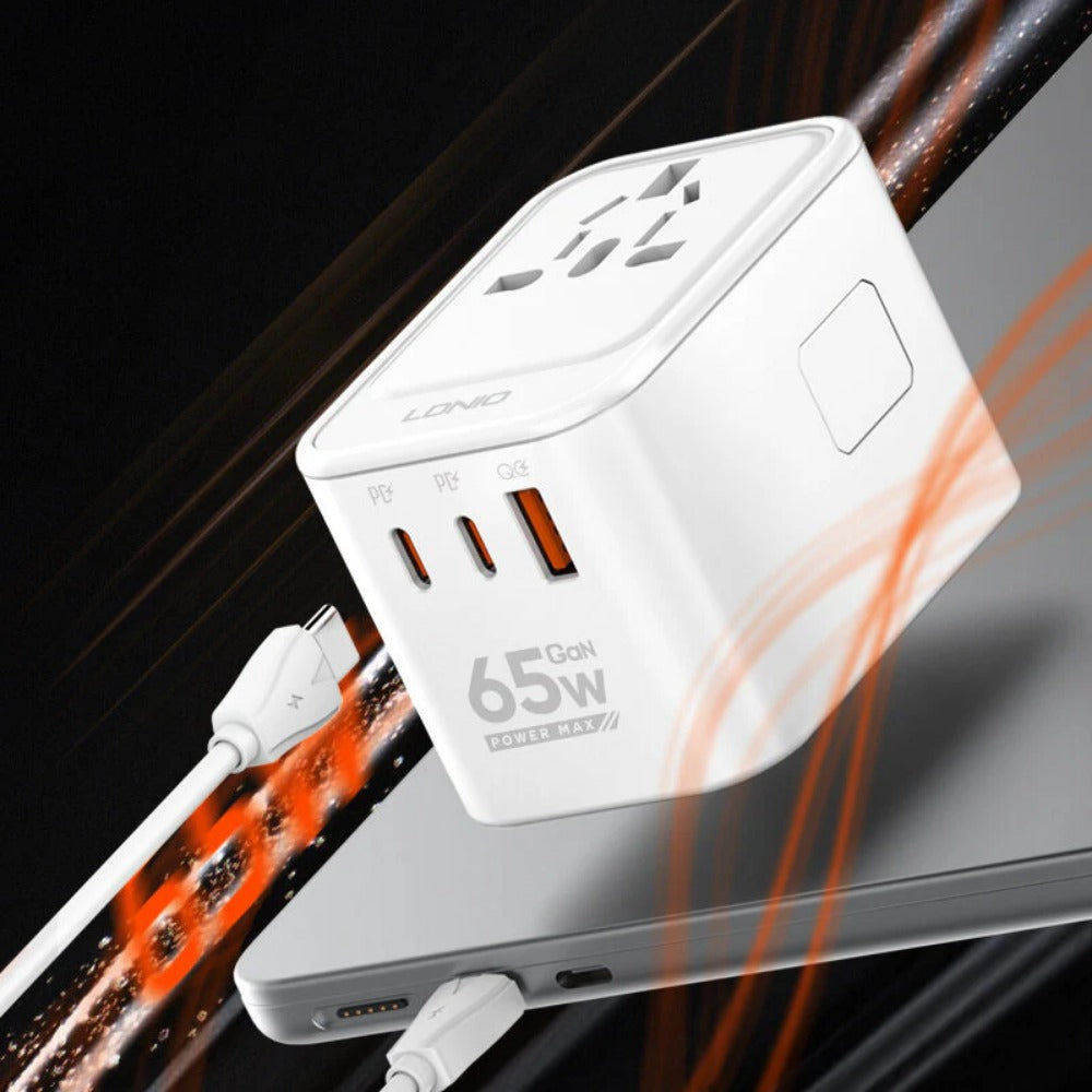 65W GaN 3-Port USB PD Charger: Fast Charging for iPhone, Huawei, Samsung, Xiaomi