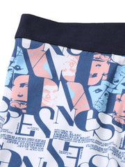 4-teiliges Set mit elastischen, atmungsaktiven Boyshorts für Herren mit mittlerer Taille und Aufdruck