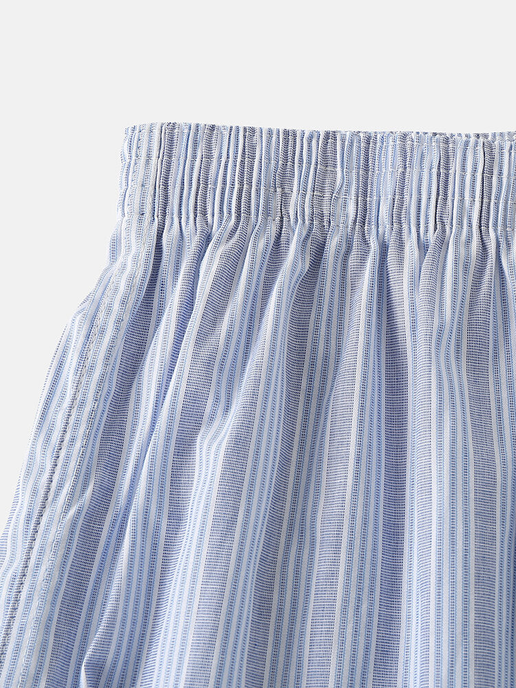 Herren-Boxershorts aus 100 % Baumwolle, bunt, gestreift, lockere Passform, elastischer Bund, atmungsaktiv