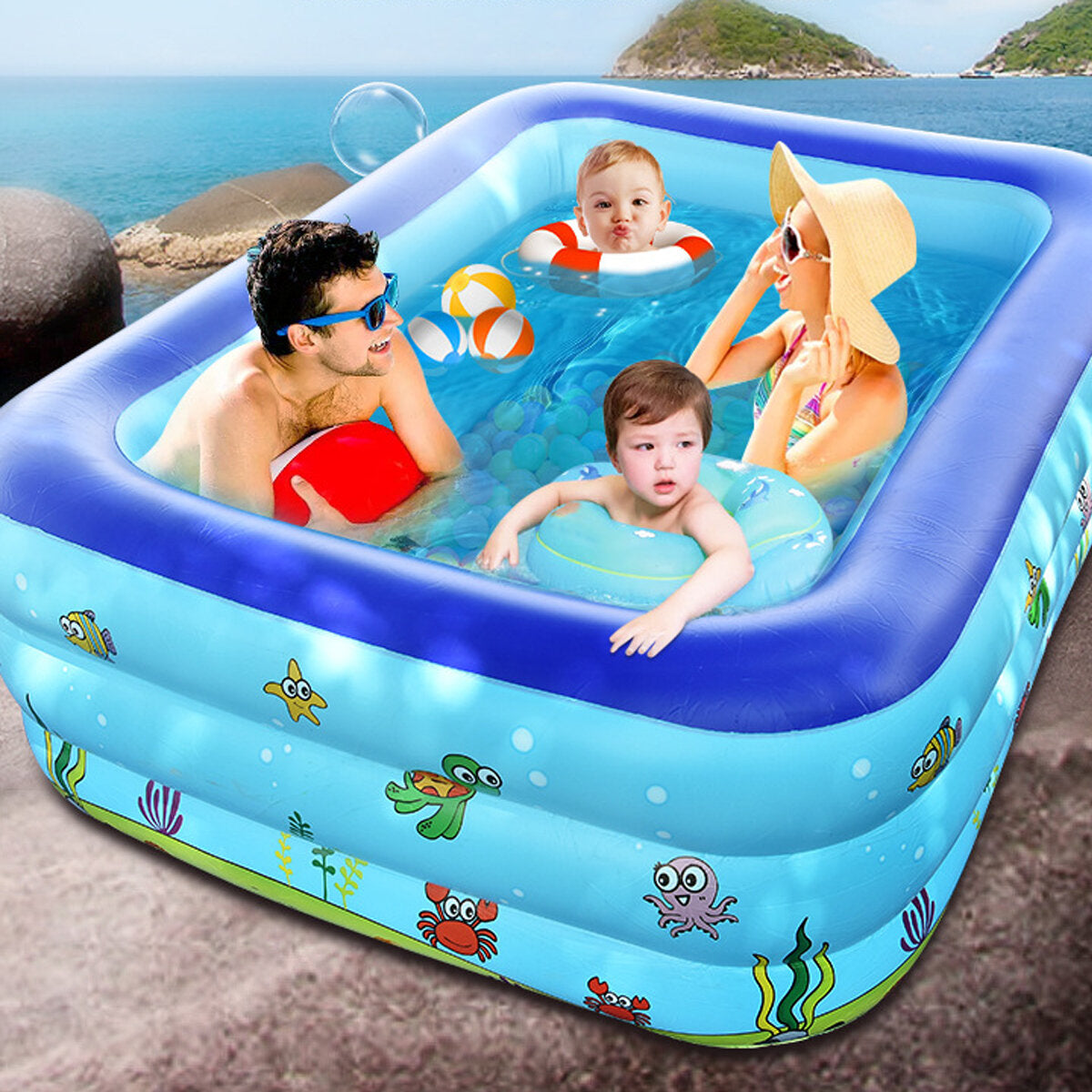 Children's Inflatable Pool Bathtub - Thickened, Wear-Resistant Bubble Bottom for Baby & Adult Home Paddling