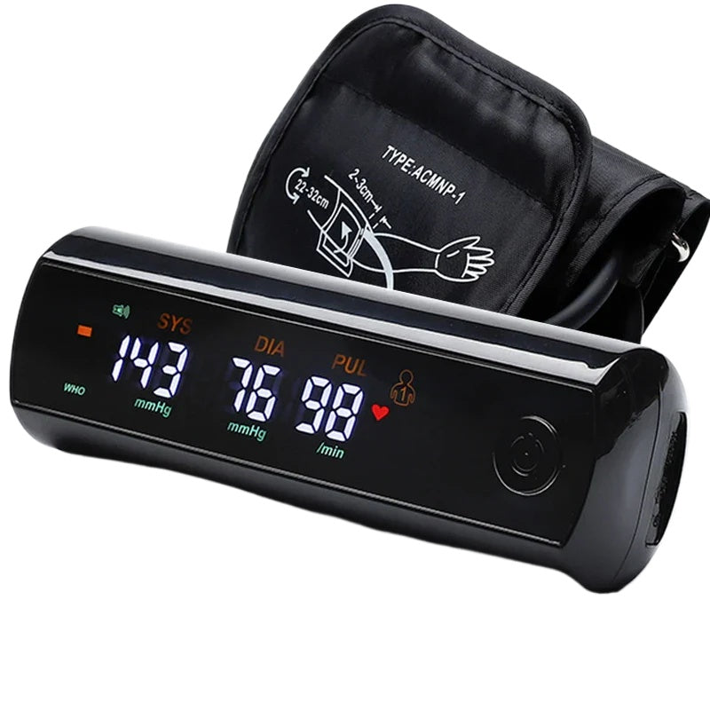 Rechargeable Li-Ion Battery Arm Blood Pressure Monitor, Large LCD, Voice Tonometer