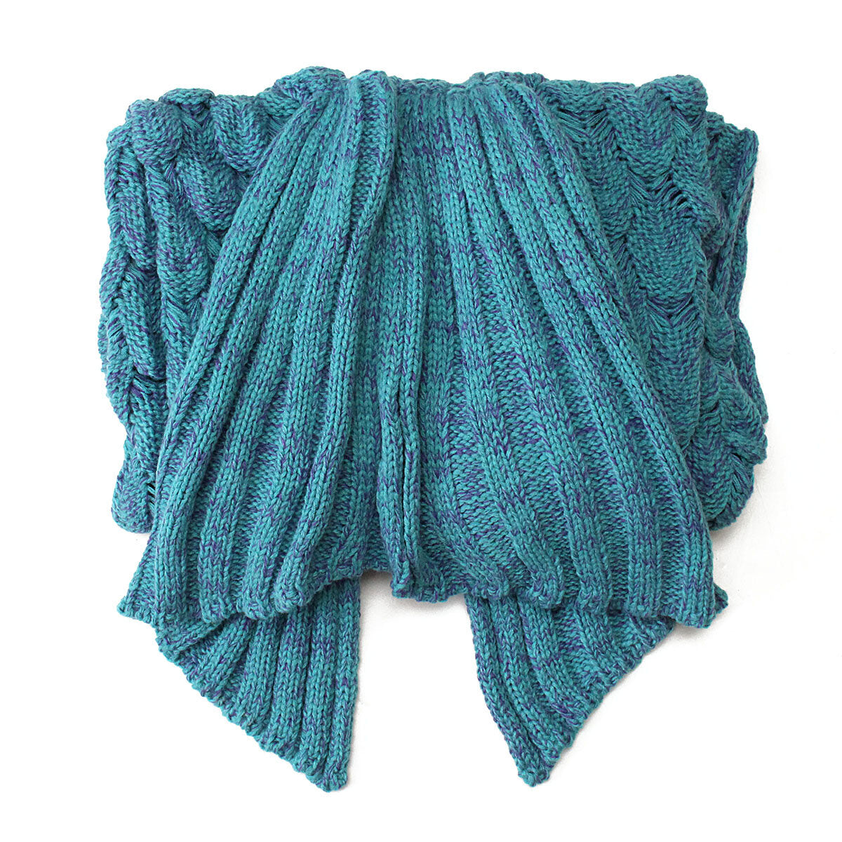 195x90cm Handmade Yarn Knitted Mermaid Tail Blanket - Super Soft Crochet Throw for Sofa or Bed