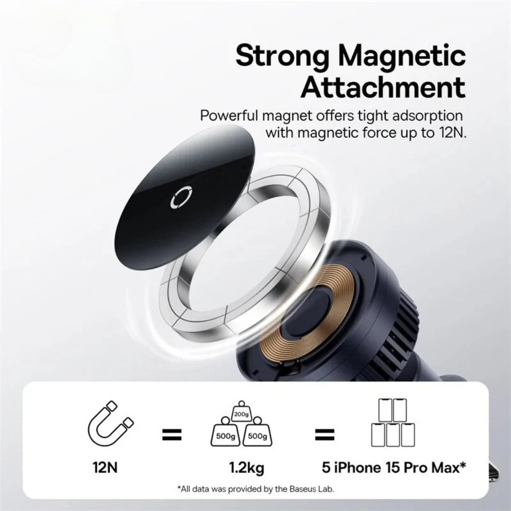 Magnetisches kabelloses Autoladegerät - Schnellladehalterung 15 W/10 W/7,5 W/5 W für iPhone, Samsung, Huawei, Xiaomi