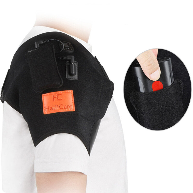 Adjustable 3-Mode Heating Vibration Shoulder Support Brace - Neoprene Upper Arm Belt Wrap for Sports Care