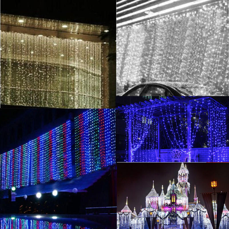 10x3M 1000 LED-Lichtervorhang für den Außenbereich – Weihnachten, Hochzeit, Feiertagsdeko, AC220V