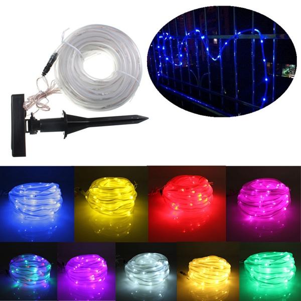 10m 100 LEDs Solar Rope Tube Lights - Waterproof LED String Strip for Christmas Party Decor